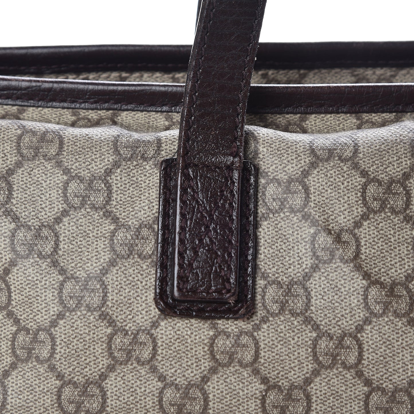 GG Supreme Monogram Medium Zippered Shopping Tote Dark Brown