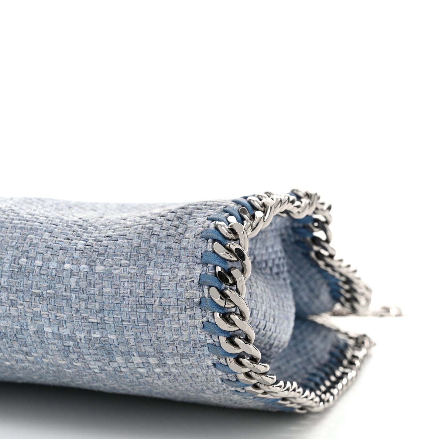 Raffia Mini Falabella Fold Over Tote Light Blue