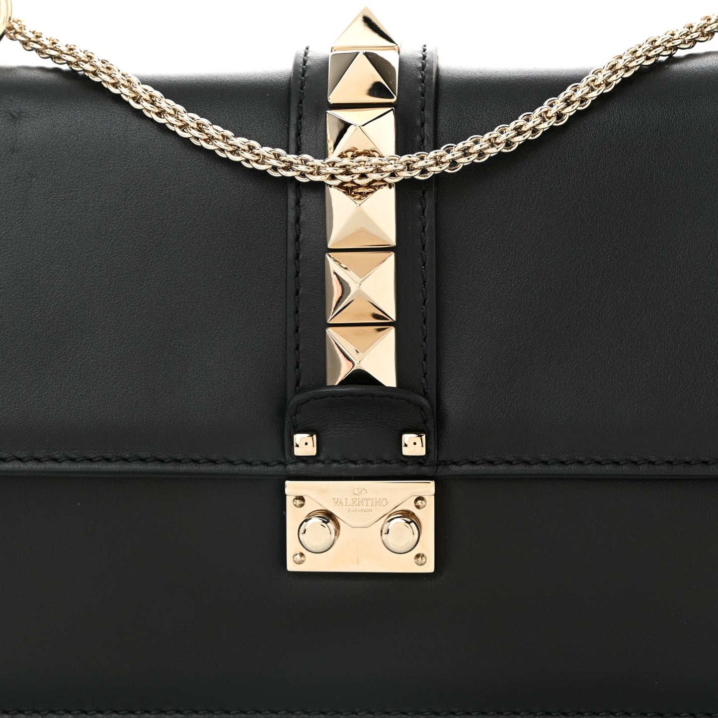 Vitello Medium Glam Lock Rockstud Flap Black
