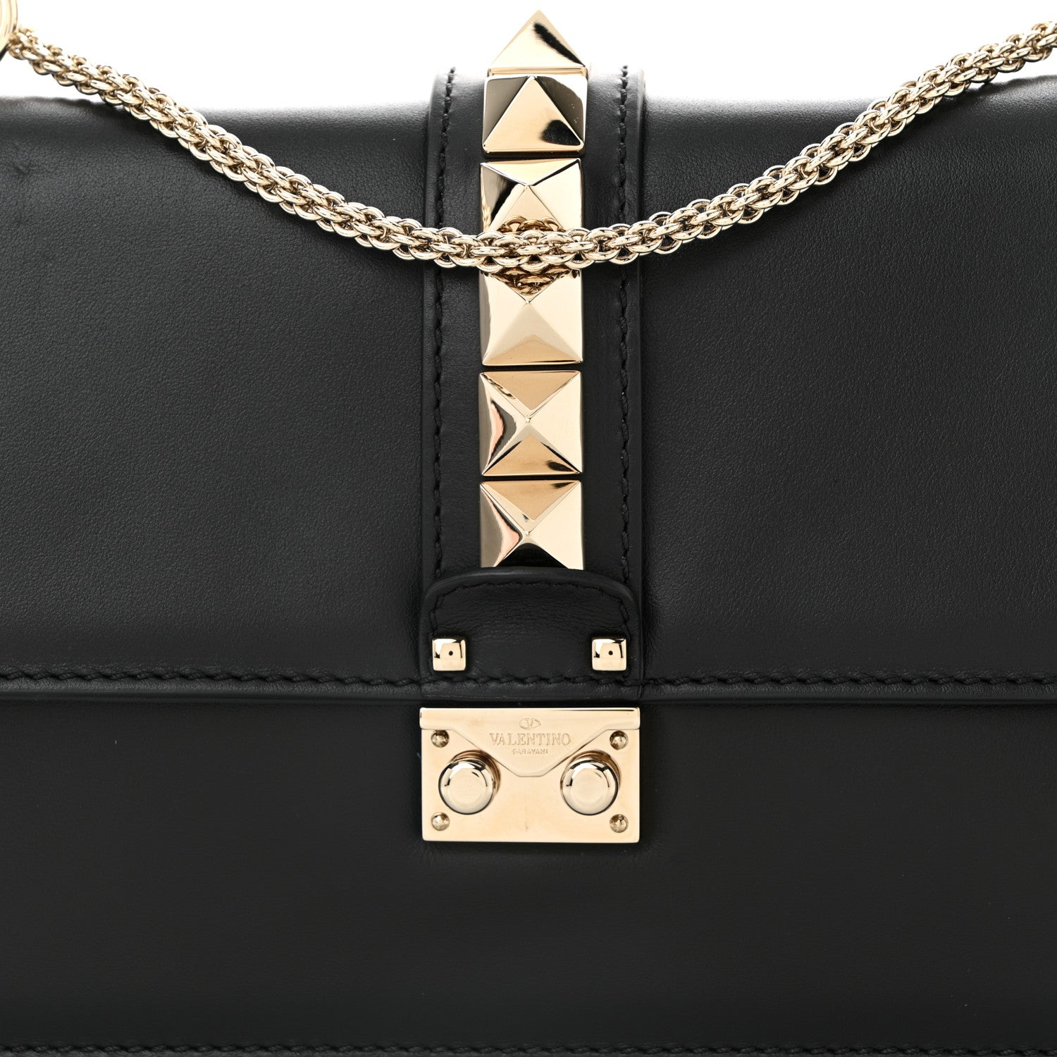 Valentino Garavani Vitello Medium Glam Lock Rockstud Flap Black 7 of 10