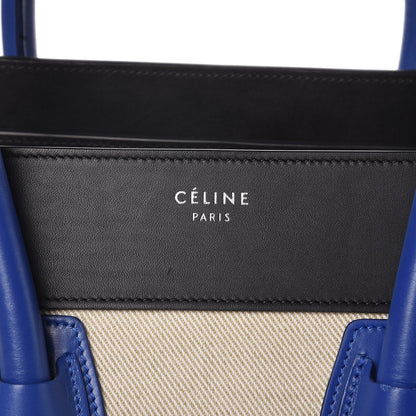 Celine Canvas Smooth Calfskin Mini Tri-Color Luggage Indigo 6 of 8