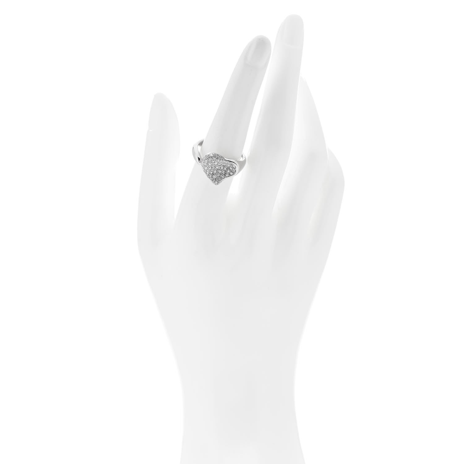 Tiffany Platinum Diamond Elsa Peretti Full Heart Ring 55 7.25 2 of 5