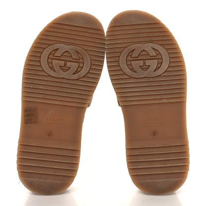 Gucci Canvas GG Monogram Angelina Platform Slide Sandals 37 Beige Ruggine 6 of 9