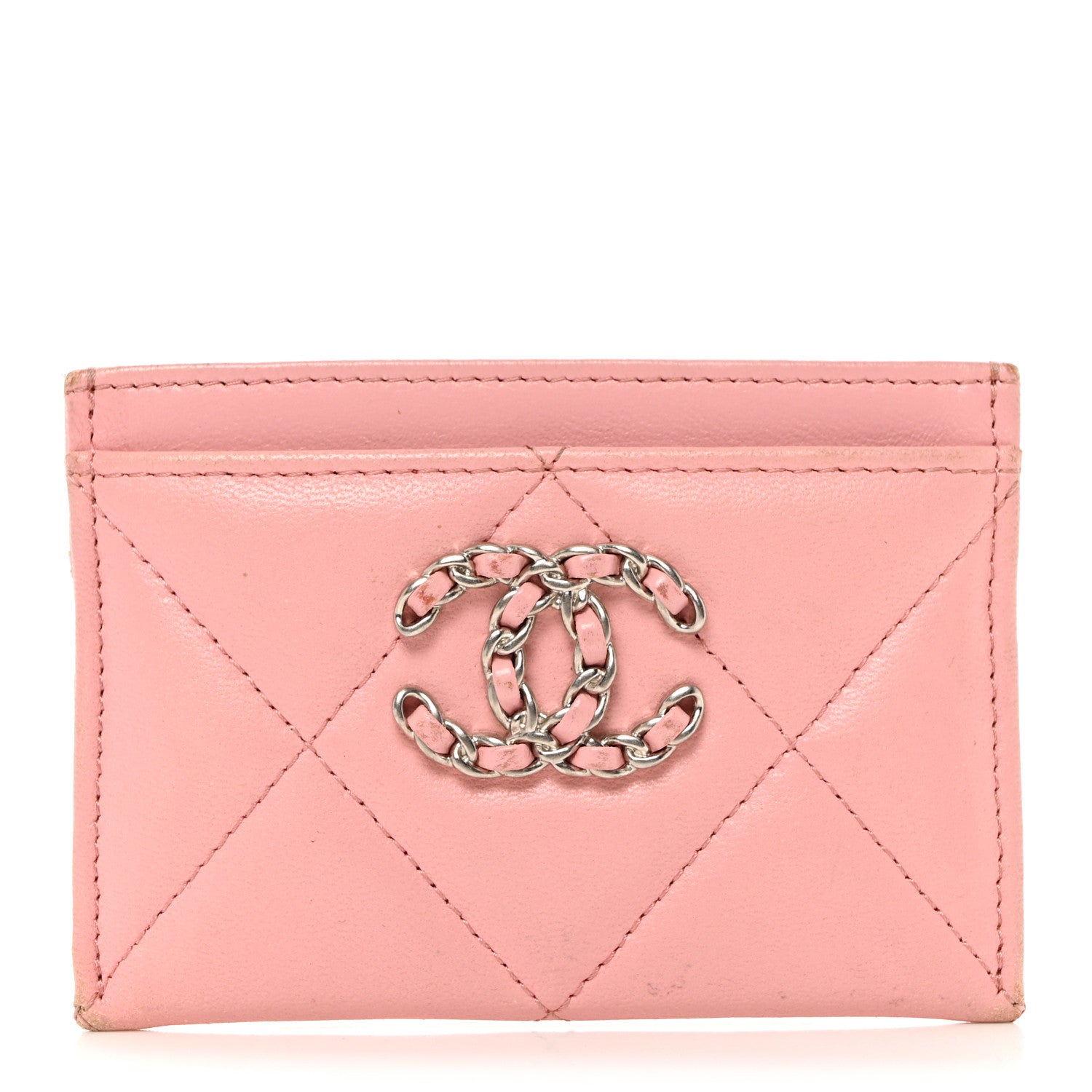 Chanel Lambskin Quilted Chanel 19 Card Holder Light Pink 1 of 13
