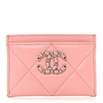 Chanel Lambskin Quilted Chanel 19 Card Holder Light Pink 1 of 13
