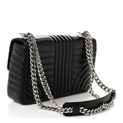 Prada Soft Calfskin Impunture Diagramme Medium Chain Flap Shoulder Bag Black 3 of 10