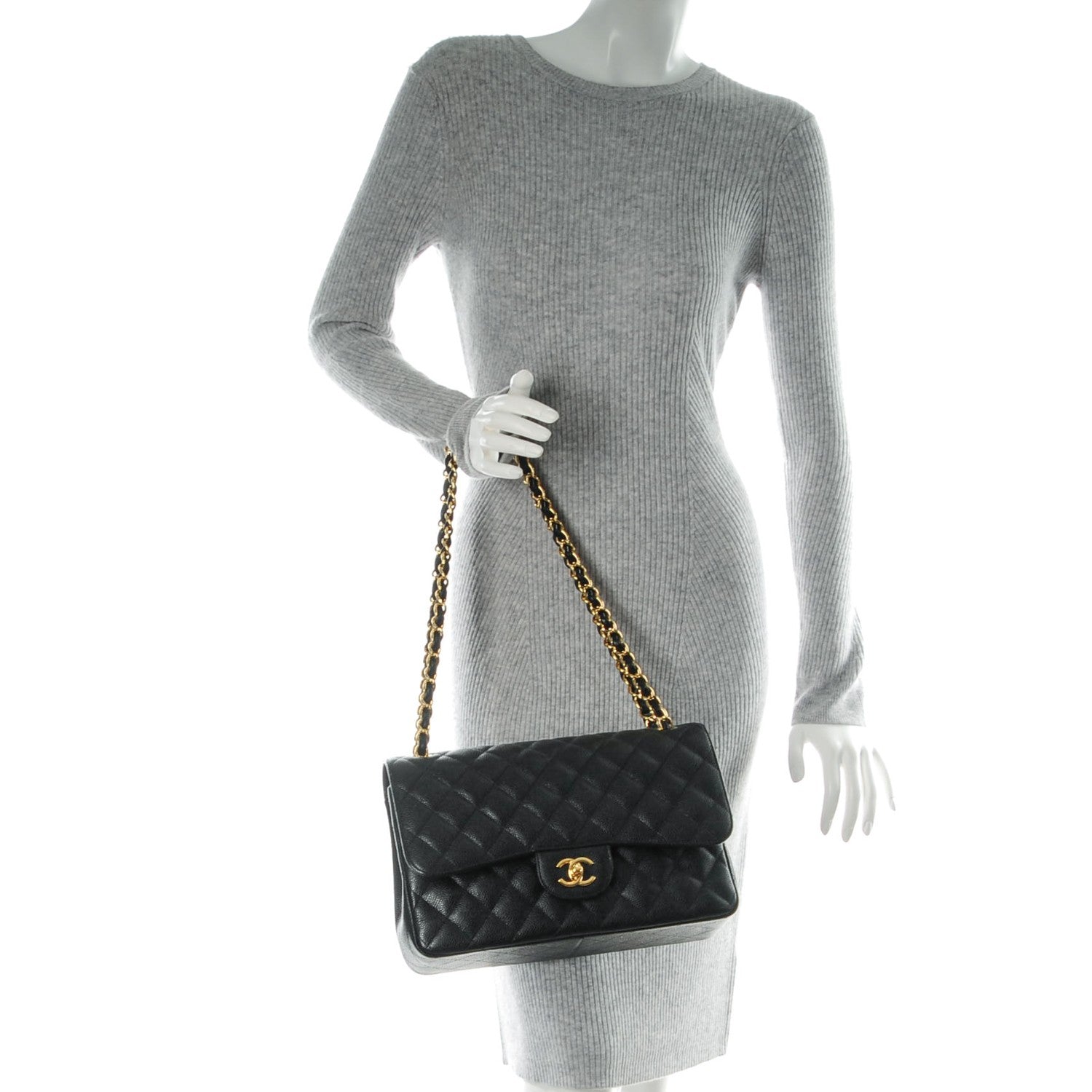 Chanel Caviar Quilted Jumbo Double Flap Black 2 of 8