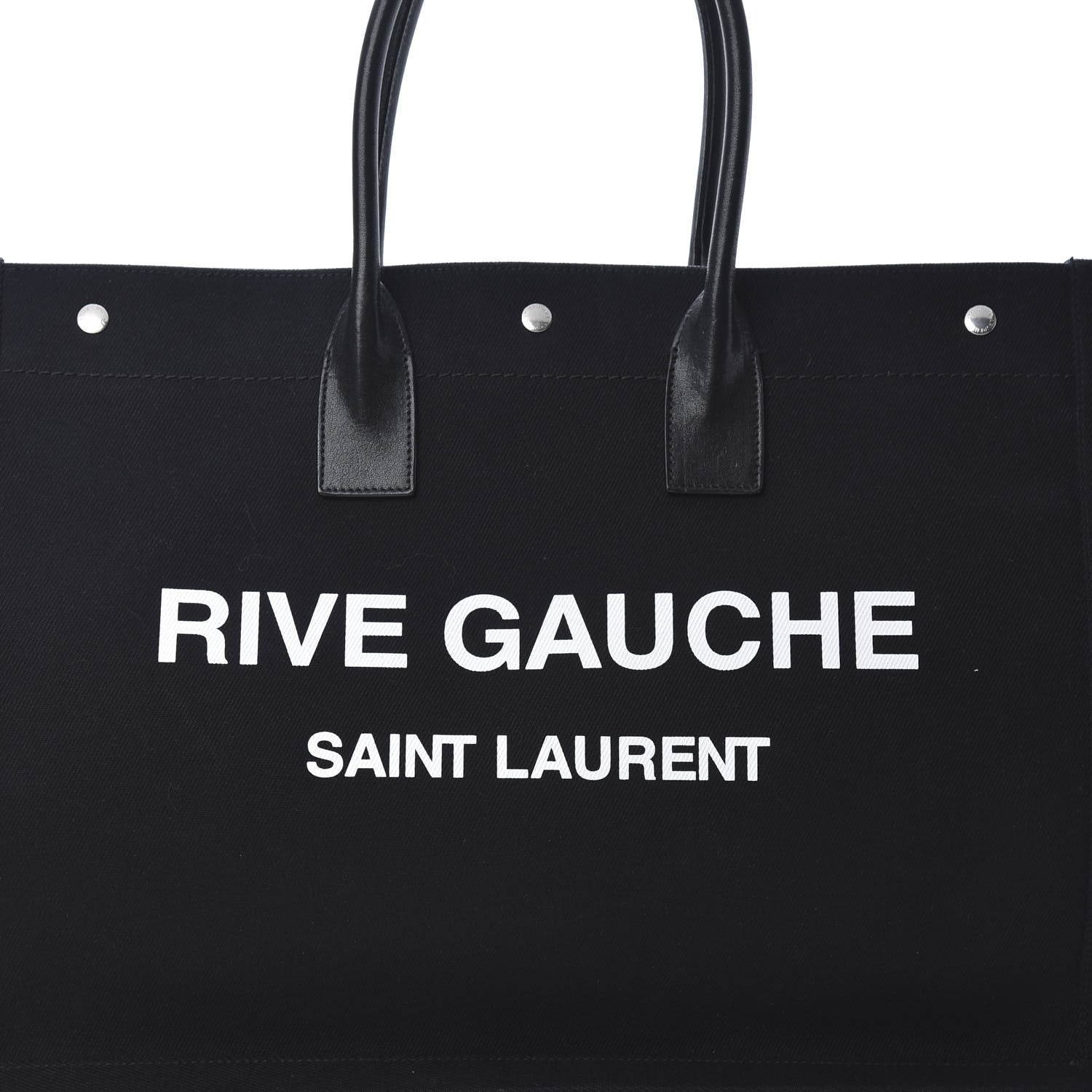 Saint Laurent Linen Calfskin Rive Gauche Tote Black 8 of 12