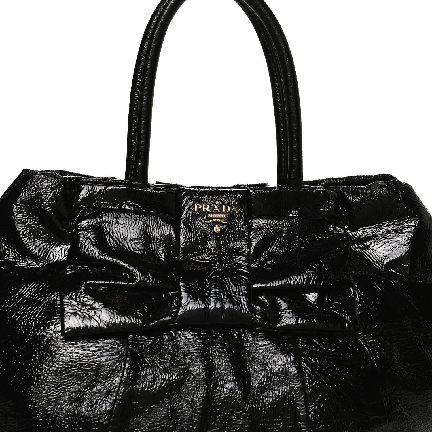 Prada Vernice Bow Tote Black 8 of 11
