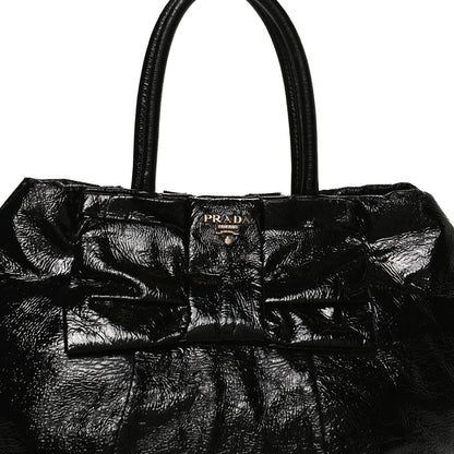 Prada Vernice Bow Tote Black 8 of 11