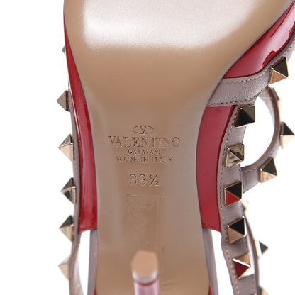 Valentino Garavani Patent Nappa Rockstud Ankle Strap 100mm Pumps 36.5 Rosso Valentino Poudre 6 of 8