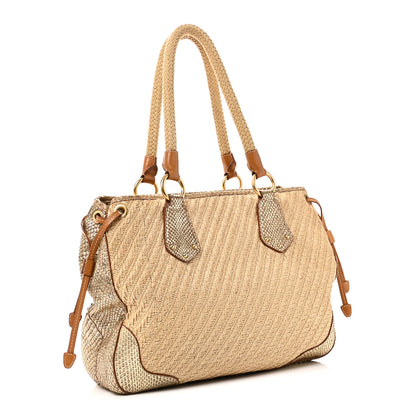 Prada Jute Snakeskin Tote Oro 3 of 9