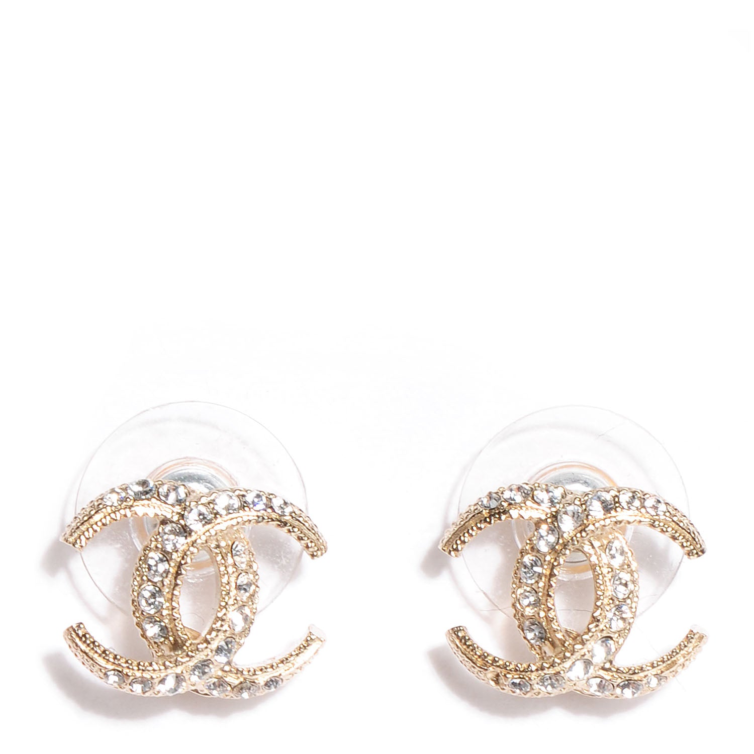 Chanel Crystal Moon CC Earrings Gold 1 of 5