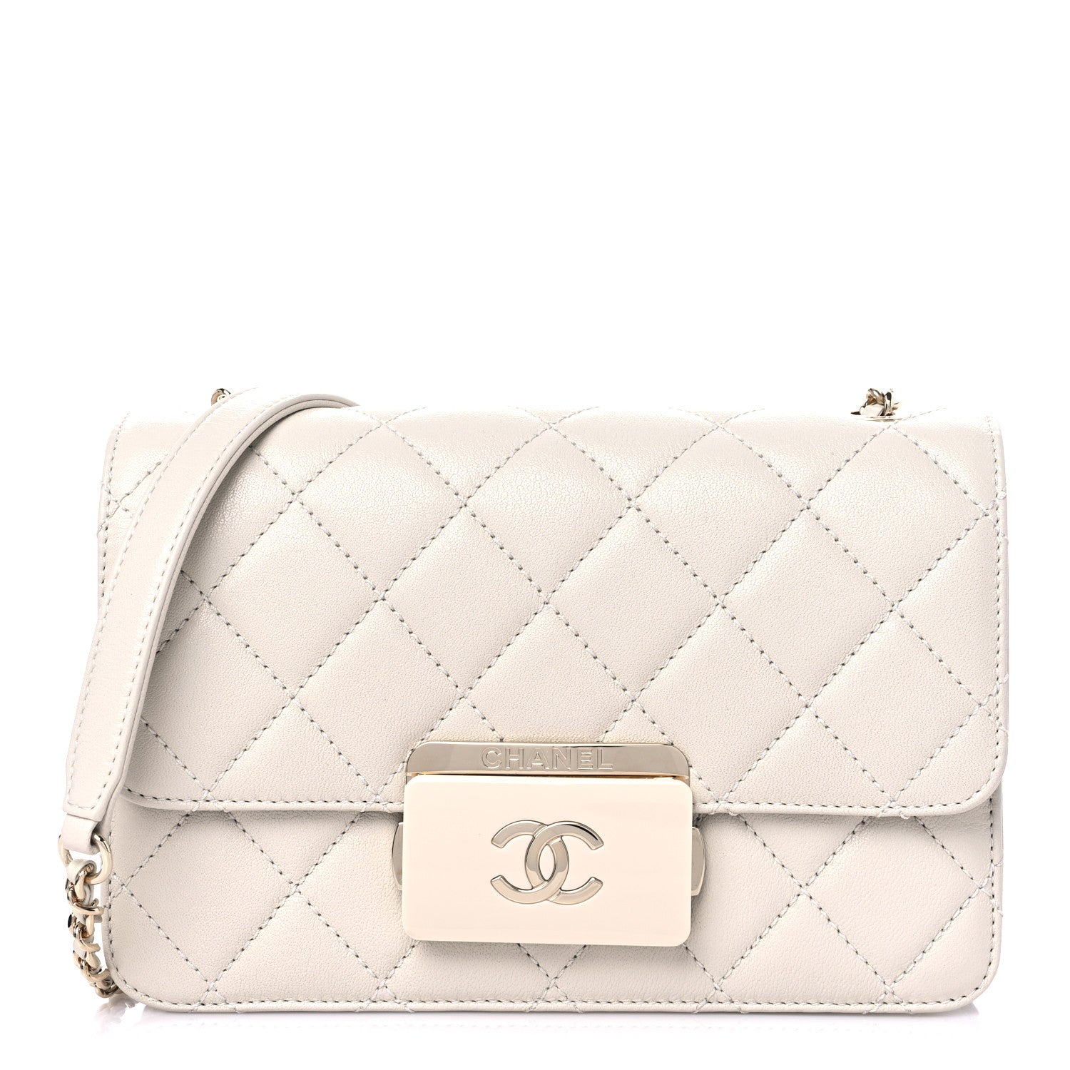 Chanel Sheepskin Quilted Mini Beauty Lock Flap White 1 of 10