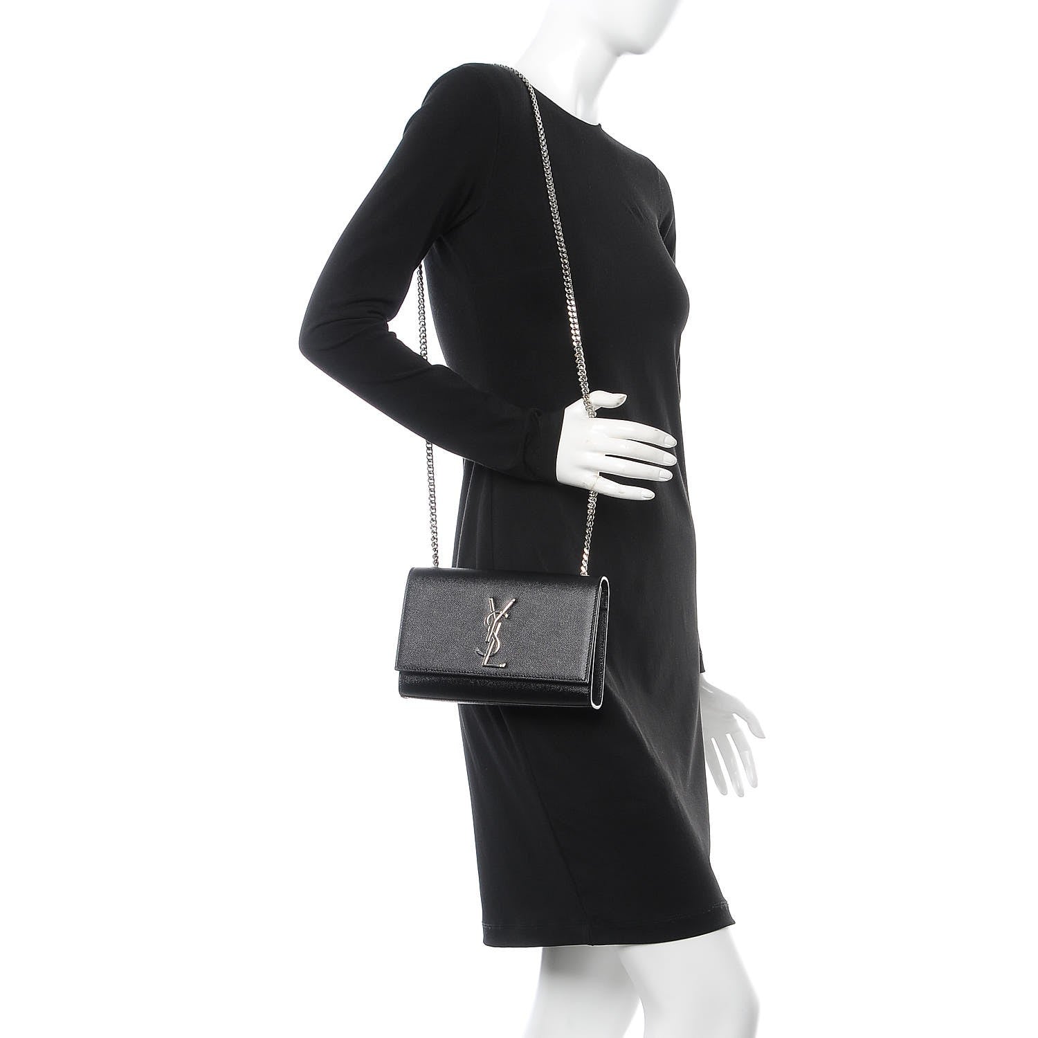 Saint Laurent Grain De Poudre Small Monogram Kate Satchel Black 2 of 8