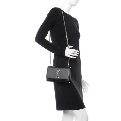 Saint Laurent Grain De Poudre Small Monogram Kate Satchel Black 2 of 8