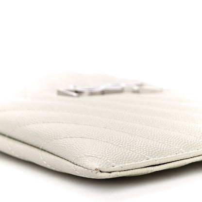 Saint Laurent Grain De Poudre Chevron Monogram Bill Pouch Crema Soft 10 of 11