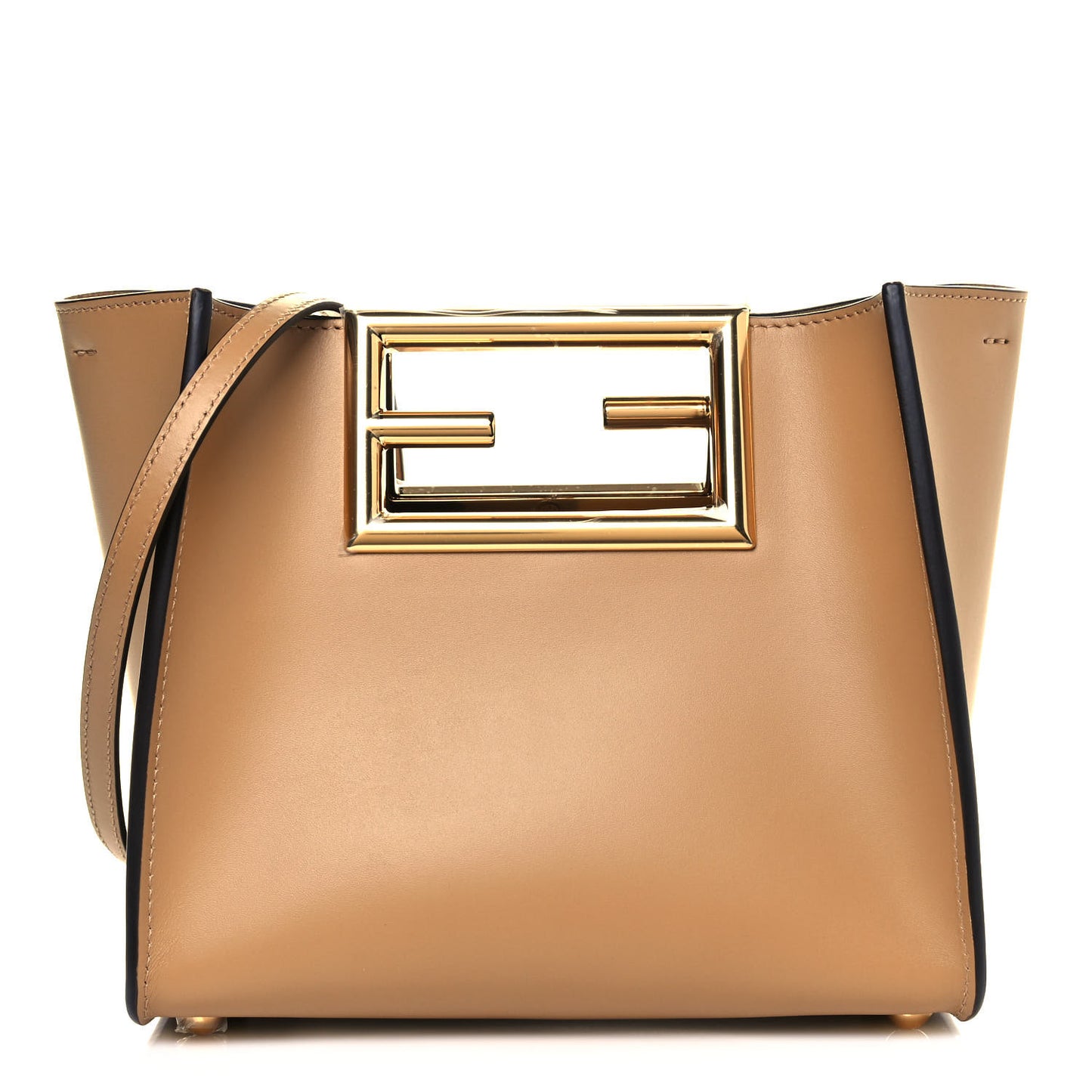 Vitello King Small Fendi Way Tote Miele Scuro