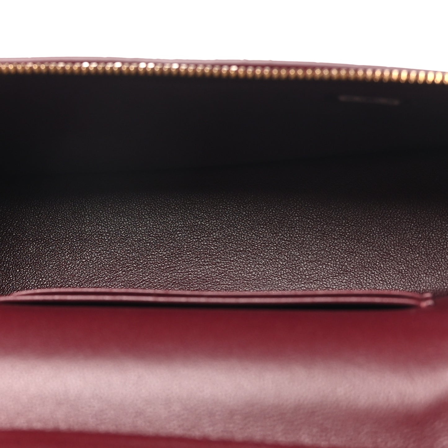 Calfskin Crocodile Embossed Crococo Top Handle Slim Vanity Case With Chain Dark Burgundy