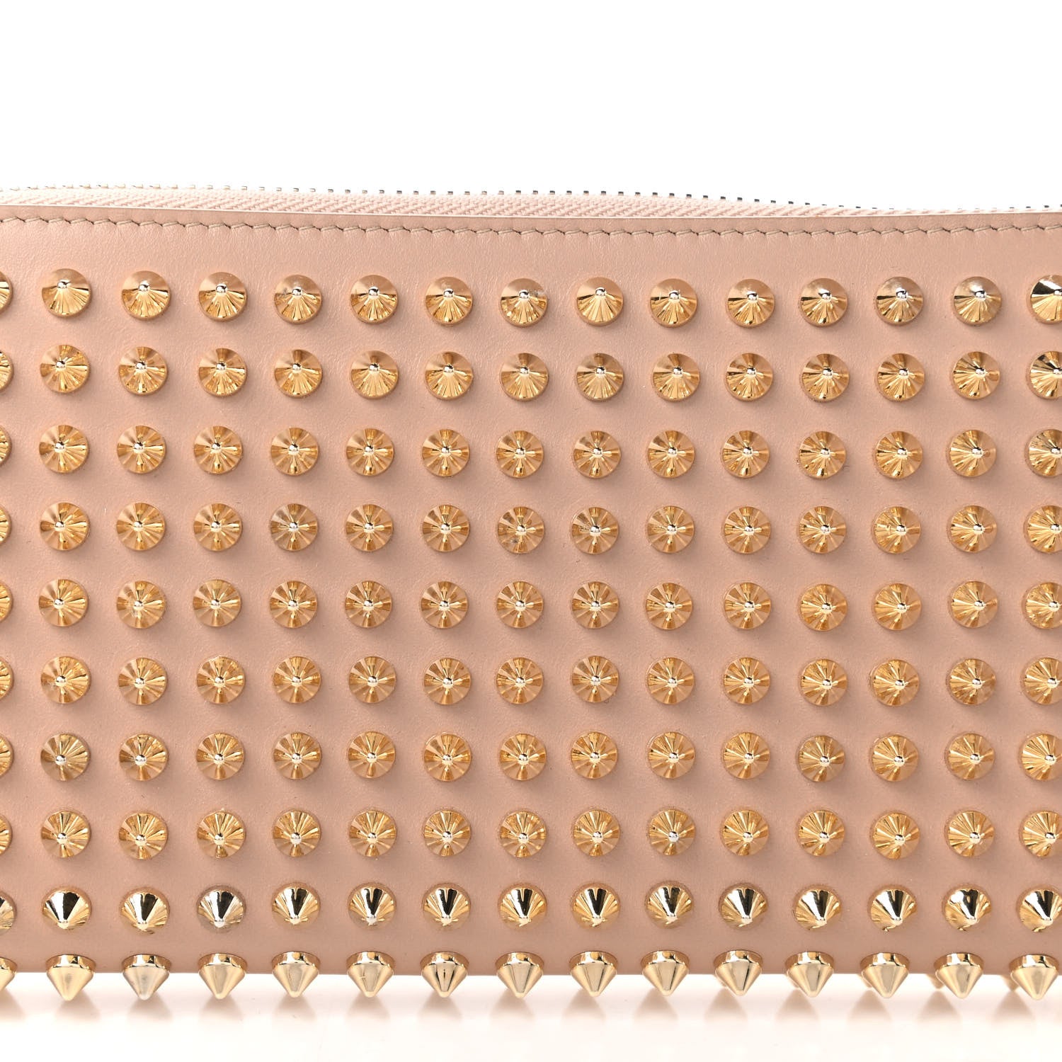 Christian Louboutin Calfskin Panettone Spiked Zip Around Wallet Dune 9 of 9