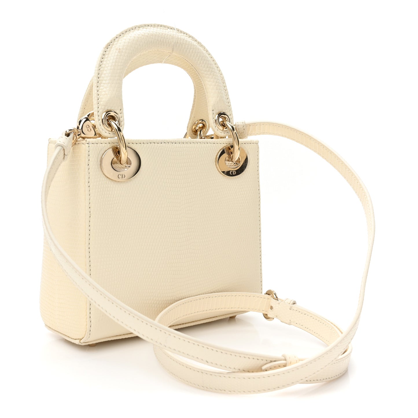 Lizard Mini Lady Dior White