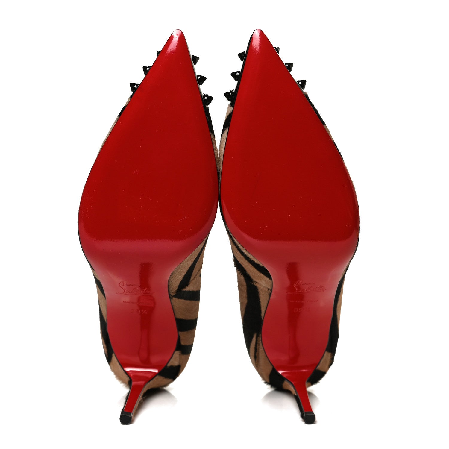 Christian Louboutin Calf Hair Patent Zebra Print Geo 85 Pumps 39.5 Dune Black 7 of 12