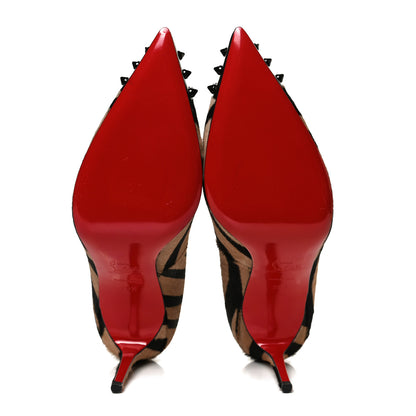 Christian Louboutin Calf Hair Patent Zebra Print Geo 85 Pumps 39.5 Dune Black 7 of 12