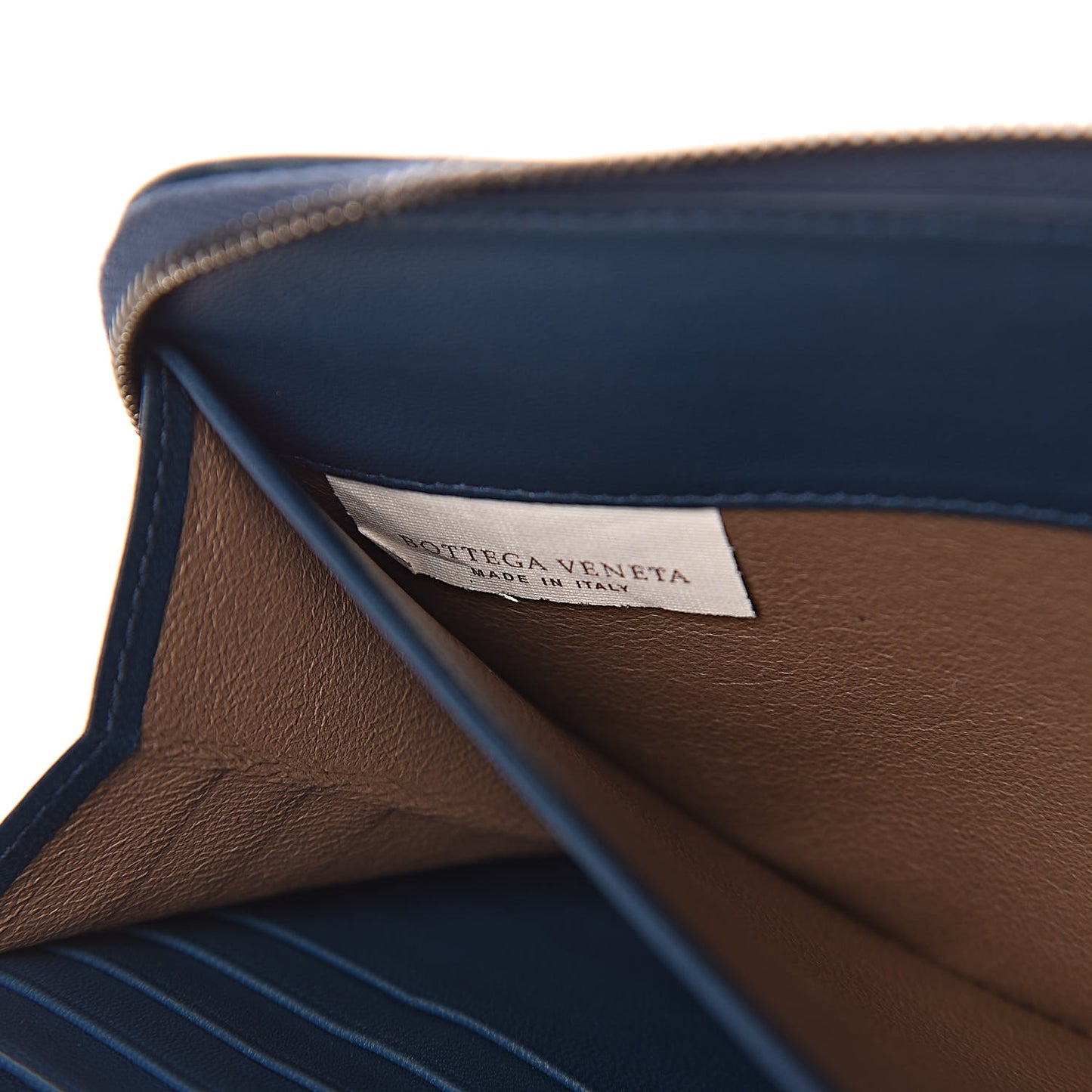 Nappa Intrecciato Flat Zip Pouch Denim