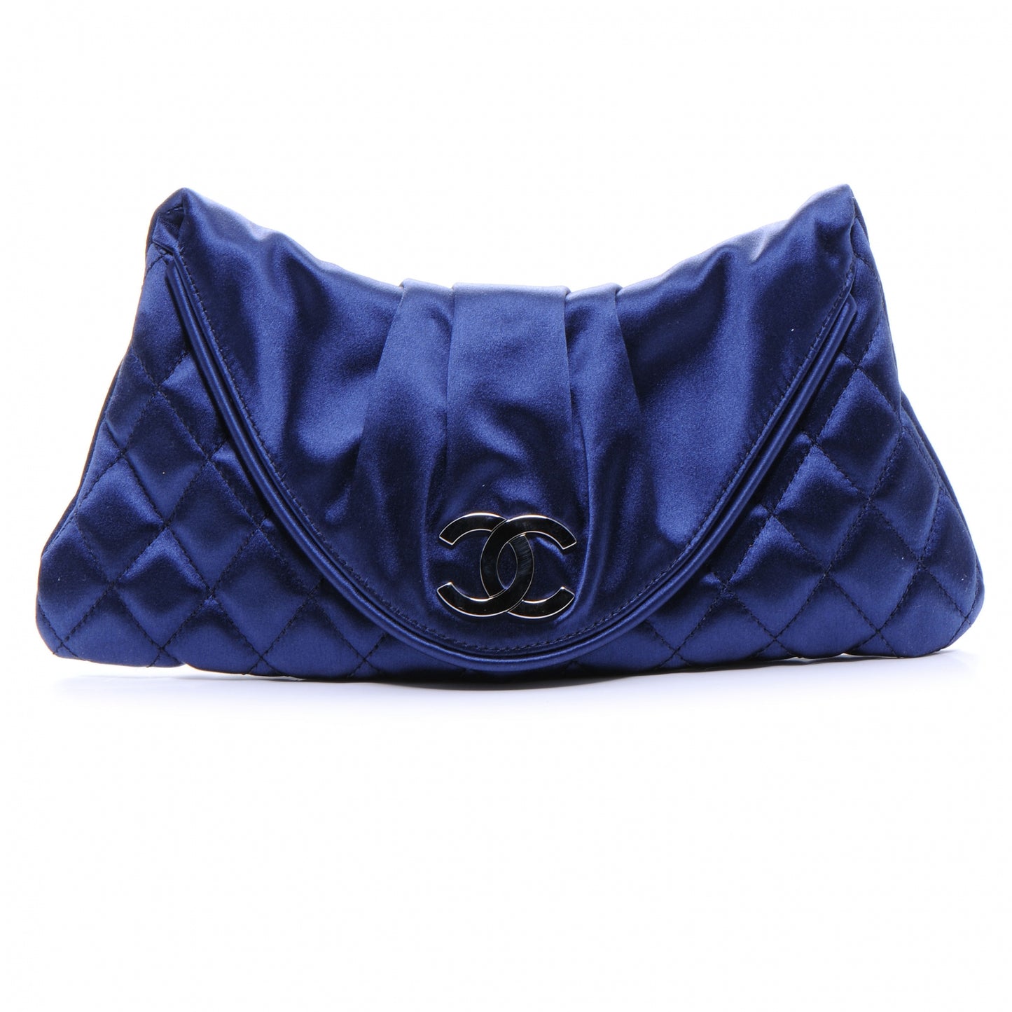 Satin Flap Clutch Blue
