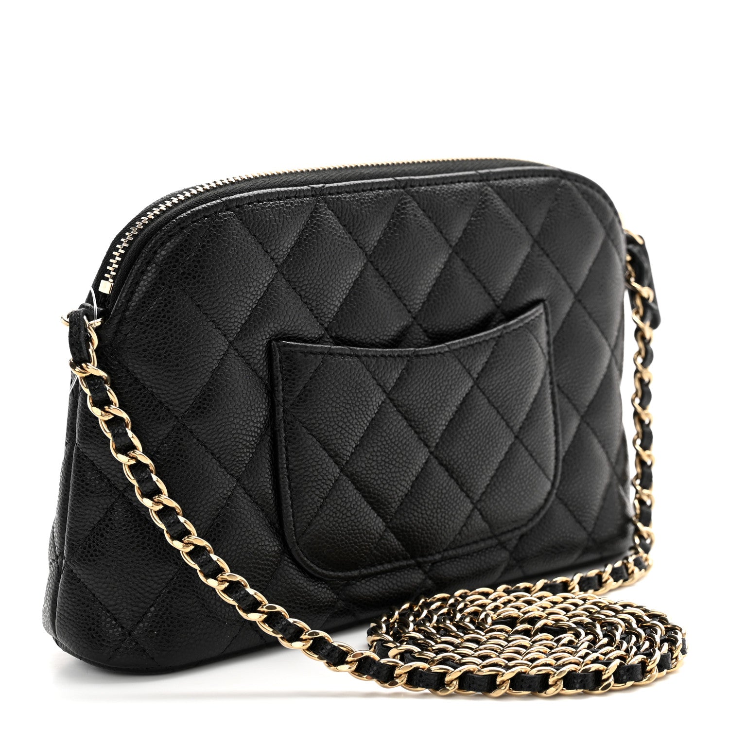 FASHIONPHILE Caviar Quilted Classic Clutch with Chain Black 3 of 10