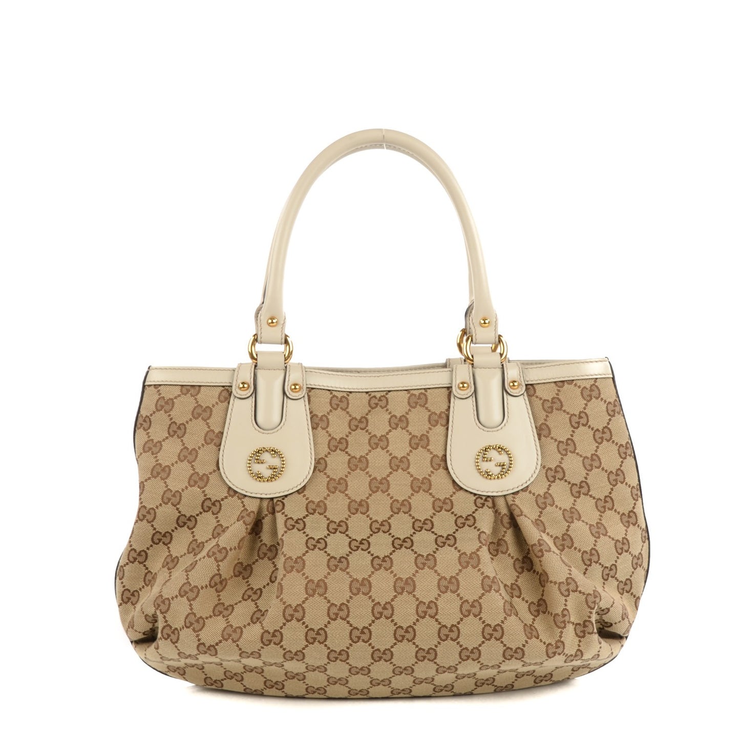 Monogram Medium Scarlett Studded Tote Off White