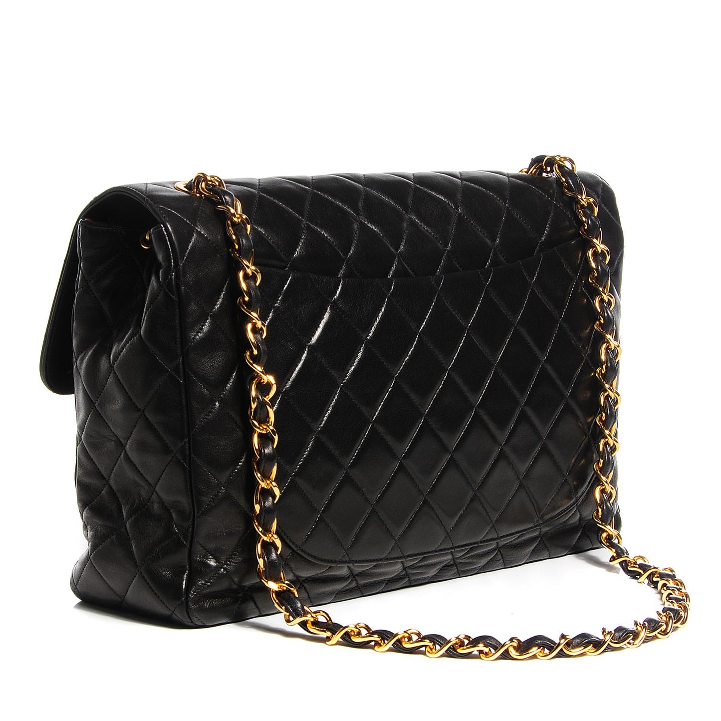 Lambskin Quilted XL Jumbo Flap Black