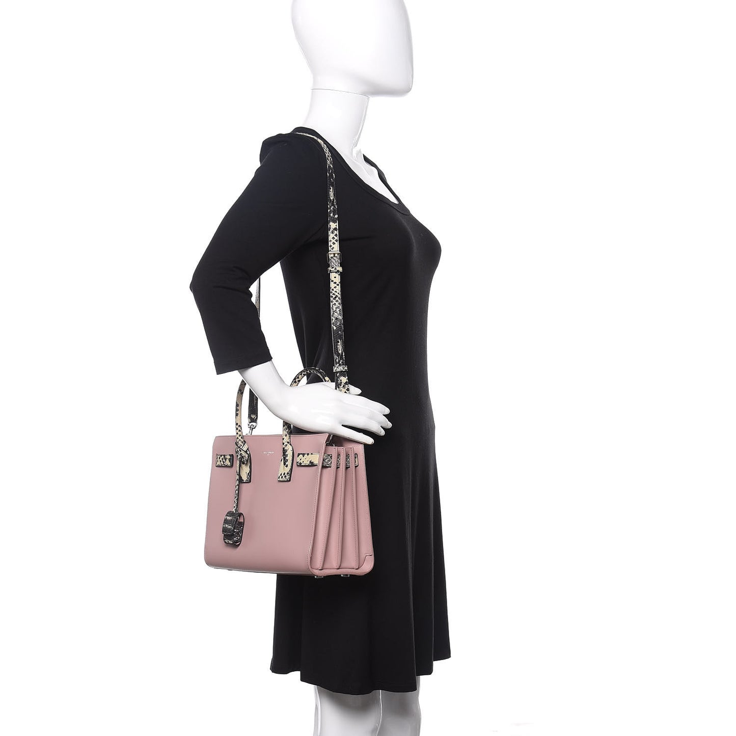 Calfskin Embossed Python Baby Sac De Jour Powder Pink