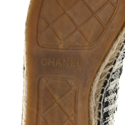 Chanel Tweed CC Espadrilles 39 Black White 9 of 11