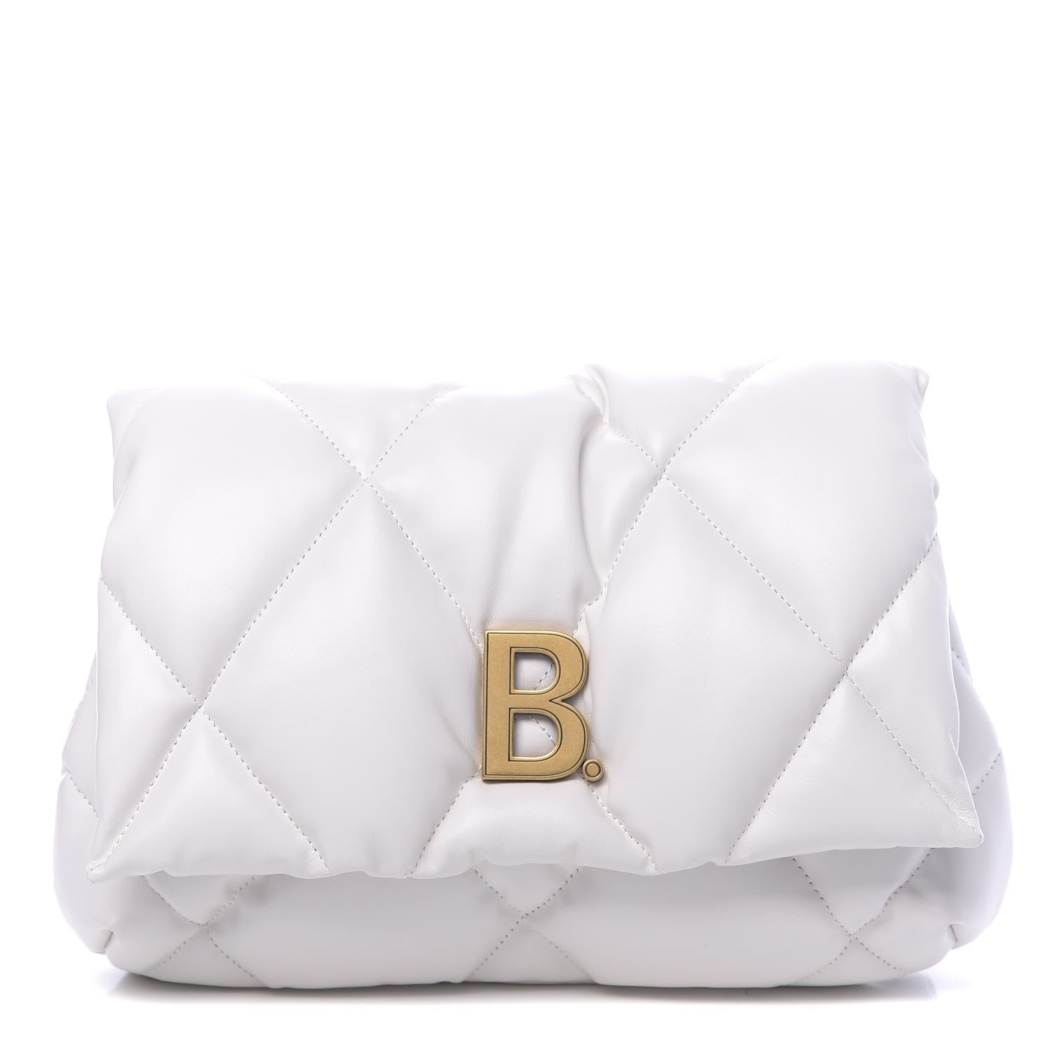 Balenciaga Nappa Calfskin Quilted Touch B Puffy Clutch White 1 of 9