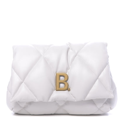 Balenciaga Nappa Calfskin Quilted Touch B Puffy Clutch White 1 of 9