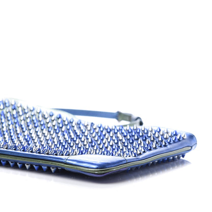 Christian Louboutin Patent Scarabe Loubiposh Spikes Chain Clutch Ocean Amazon 7 of 11