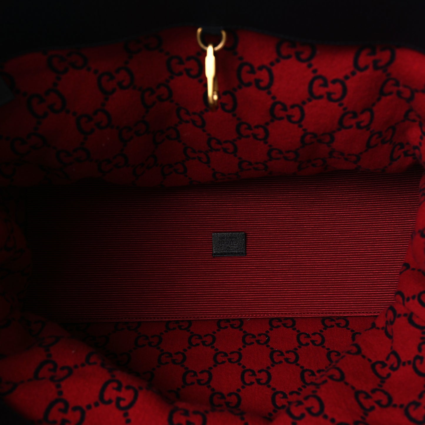 Covered Wool Textured Dollar Calfskin GG Monogram Large Tote Bag Blue Red