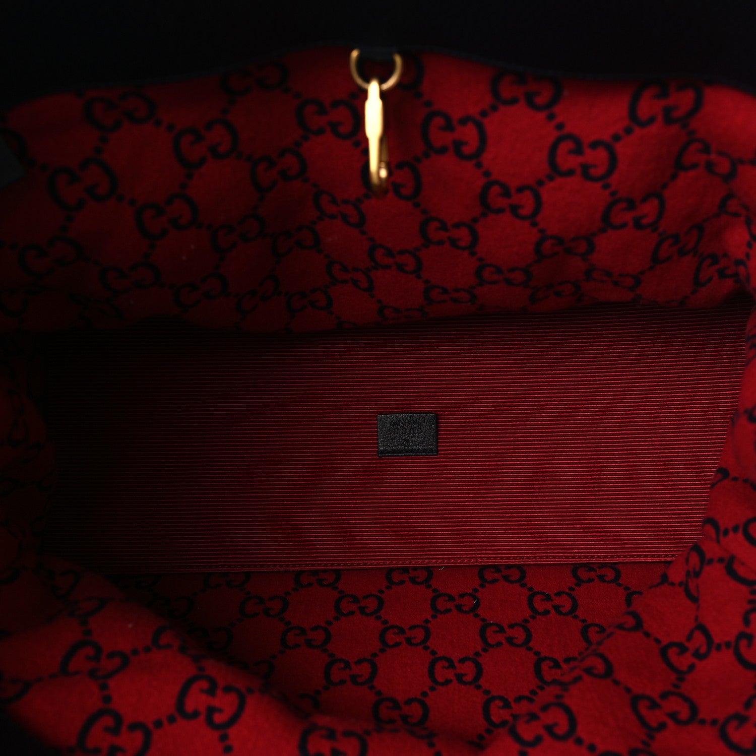 Gucci Covered Wool Textured Dollar Calfskin GG Monogram Large Tote Bag Blue Red 5 of 9