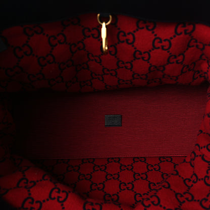 Gucci Covered Wool Textured Dollar Calfskin GG Monogram Large Tote Bag Blue Red 5 of 9