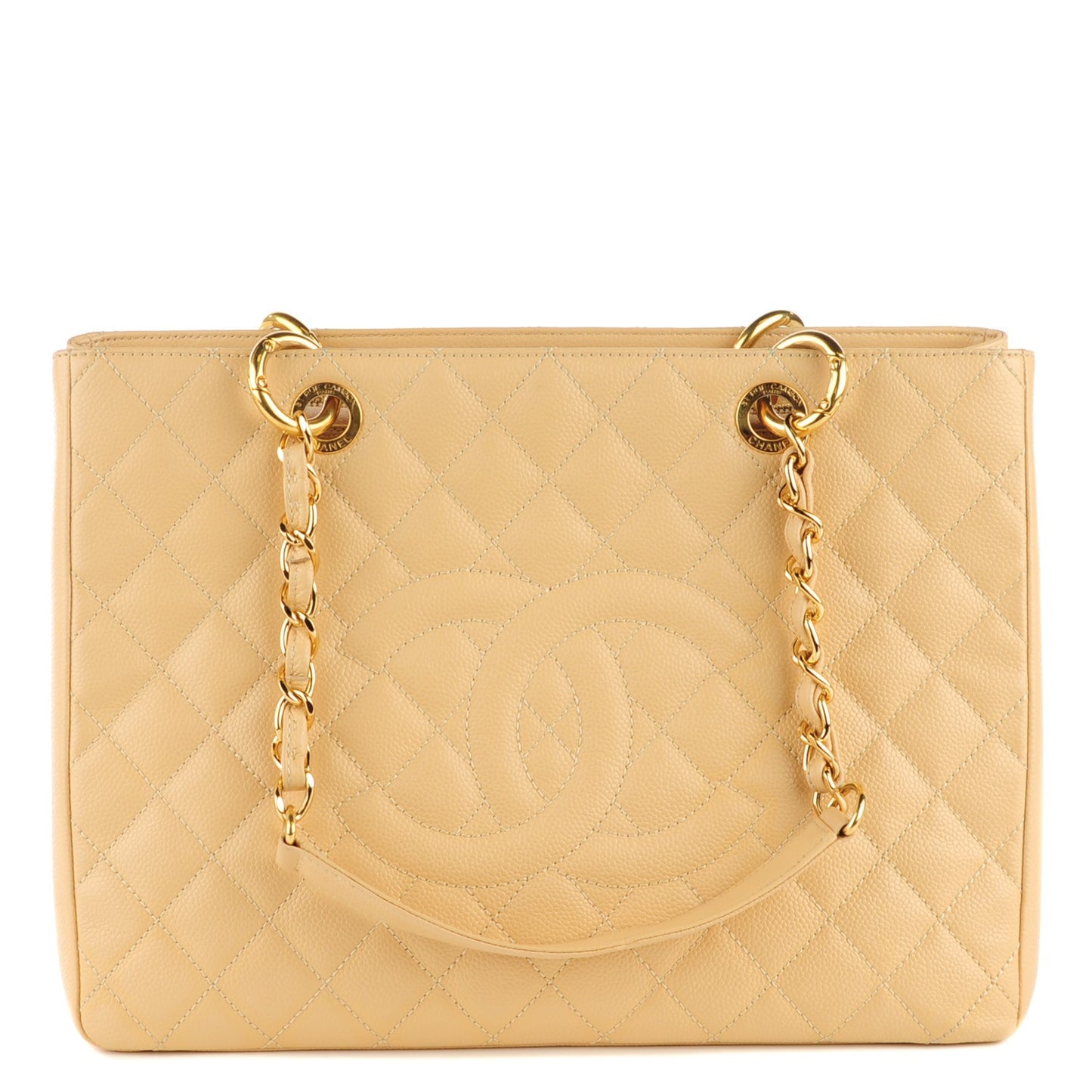 Caviar Quilted Grand Shopping Tote GST Beige Clair