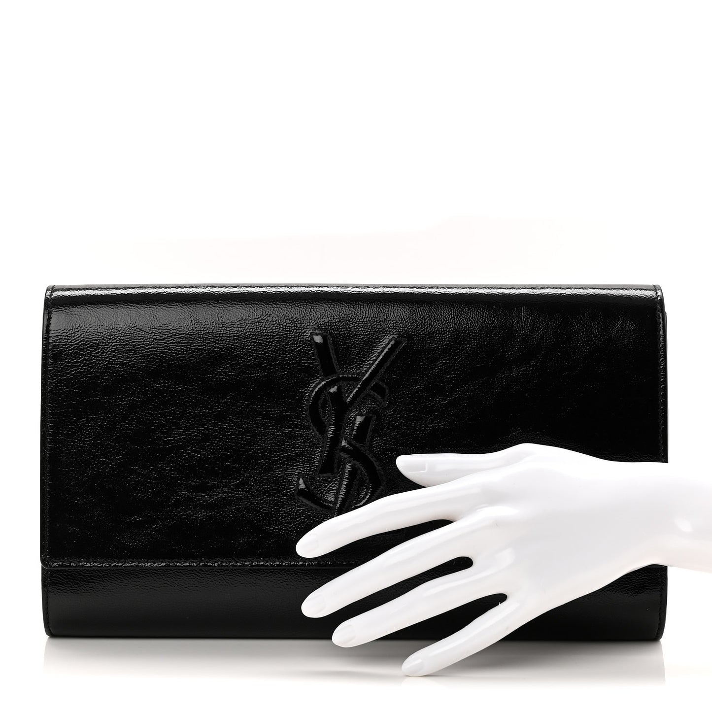 Textured Patent Monogram Large Belle De Jour Clutch Black