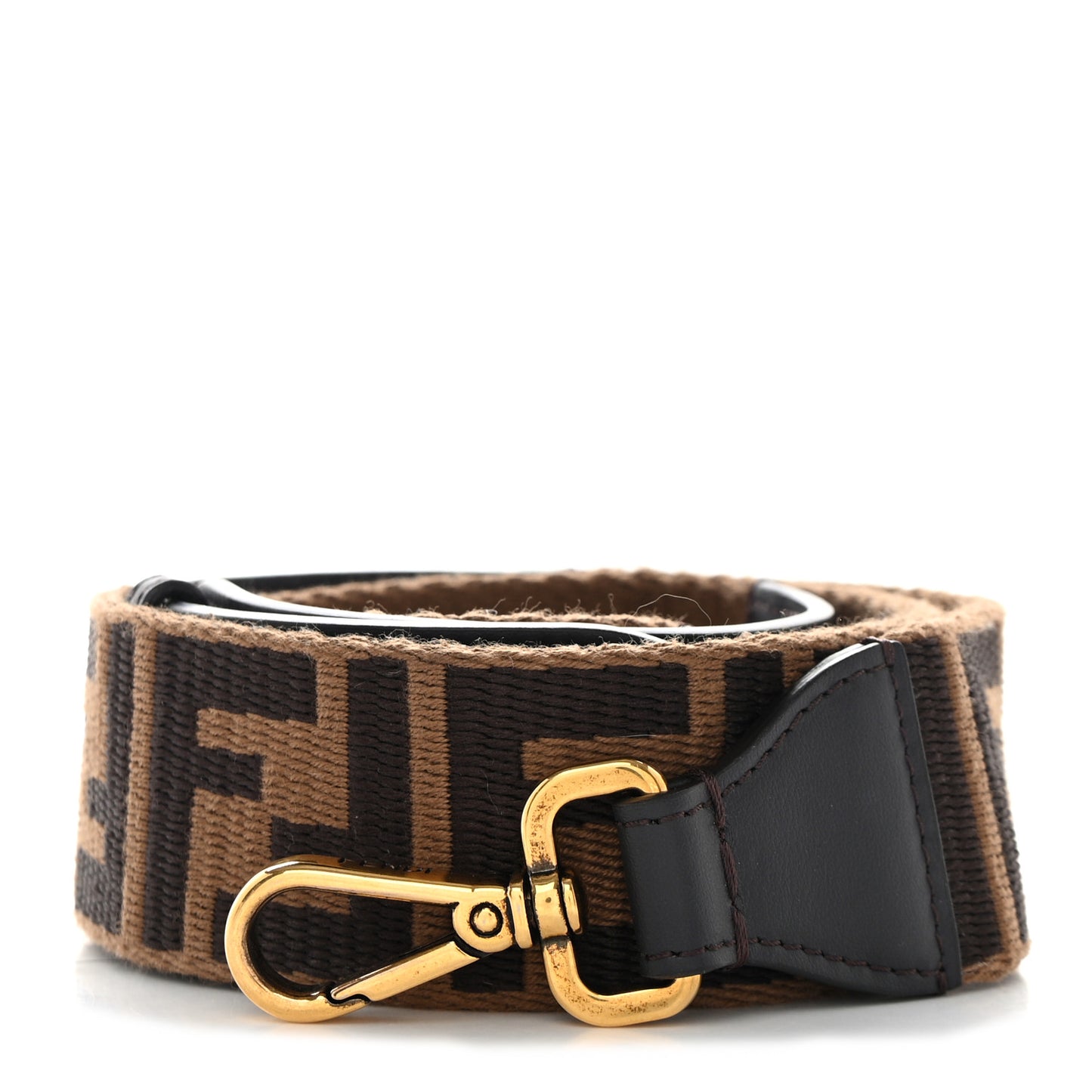 Ribbon Vitello Century FF 1974 Flat Studded Strap You Fango Marrone Ebano