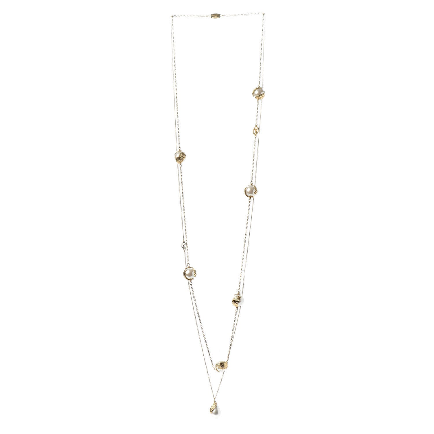 Louis Vuitton Pearl Angels Long Necklace Gold 3 of 7