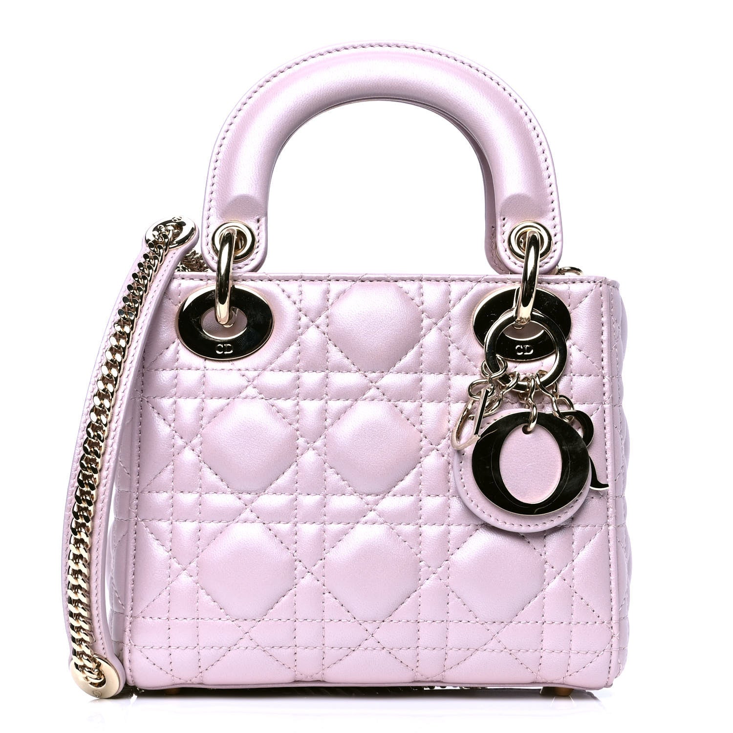 Christian Dior Metallic Lambskin Cannage Mini Lady Dior Lotus 1 of 4