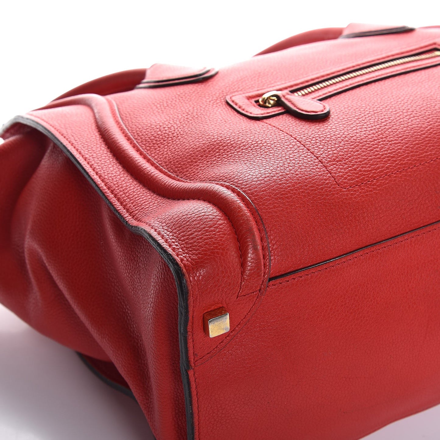Drummed Calfskin Shoulder Luggage Red