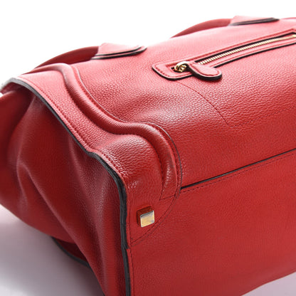 Celine Drummed Calfskin Shoulder Luggage Red 18 of 20