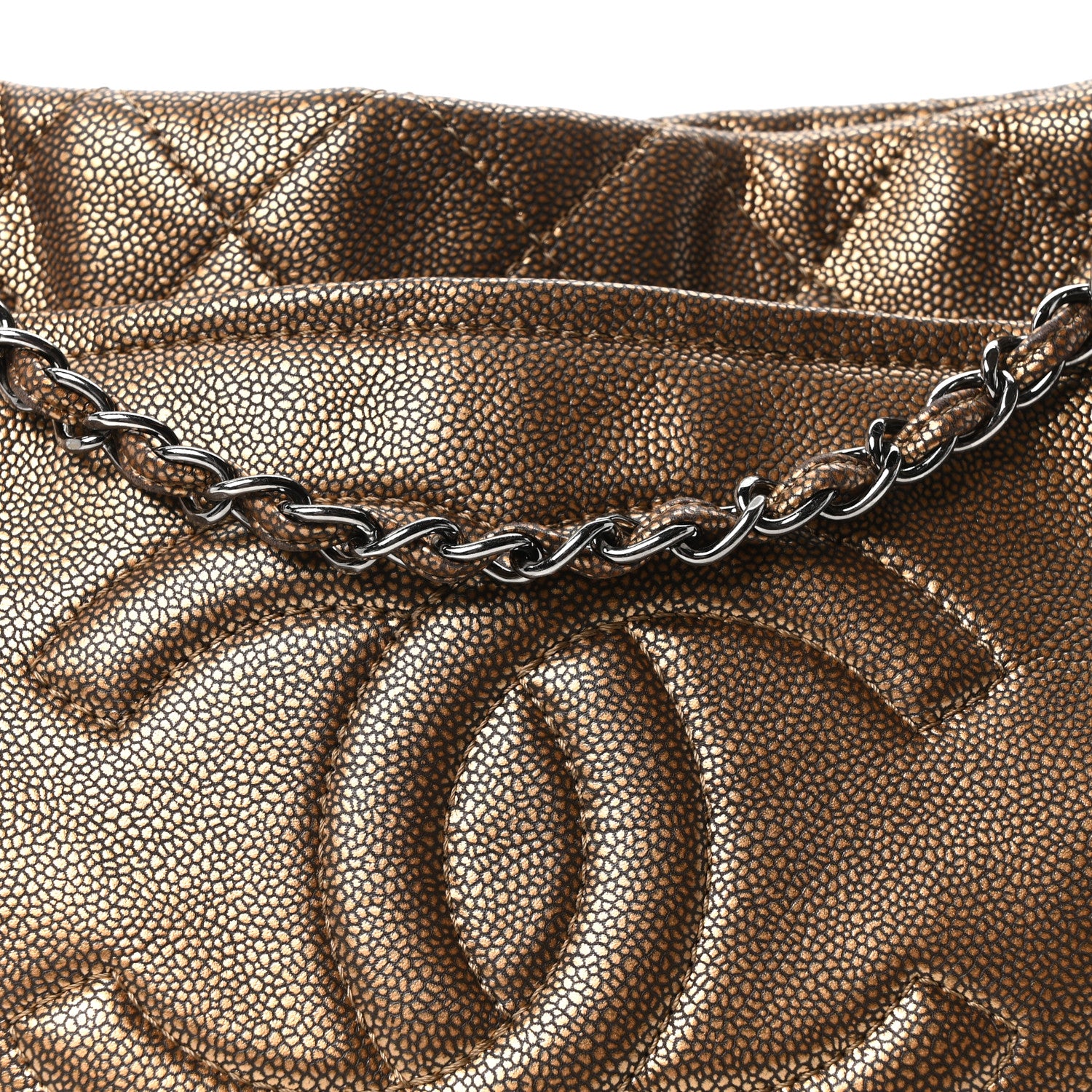 Chanel Metallic Caviar Quilted Large Timeless CC Soft Tote Bronze 8 of 10
