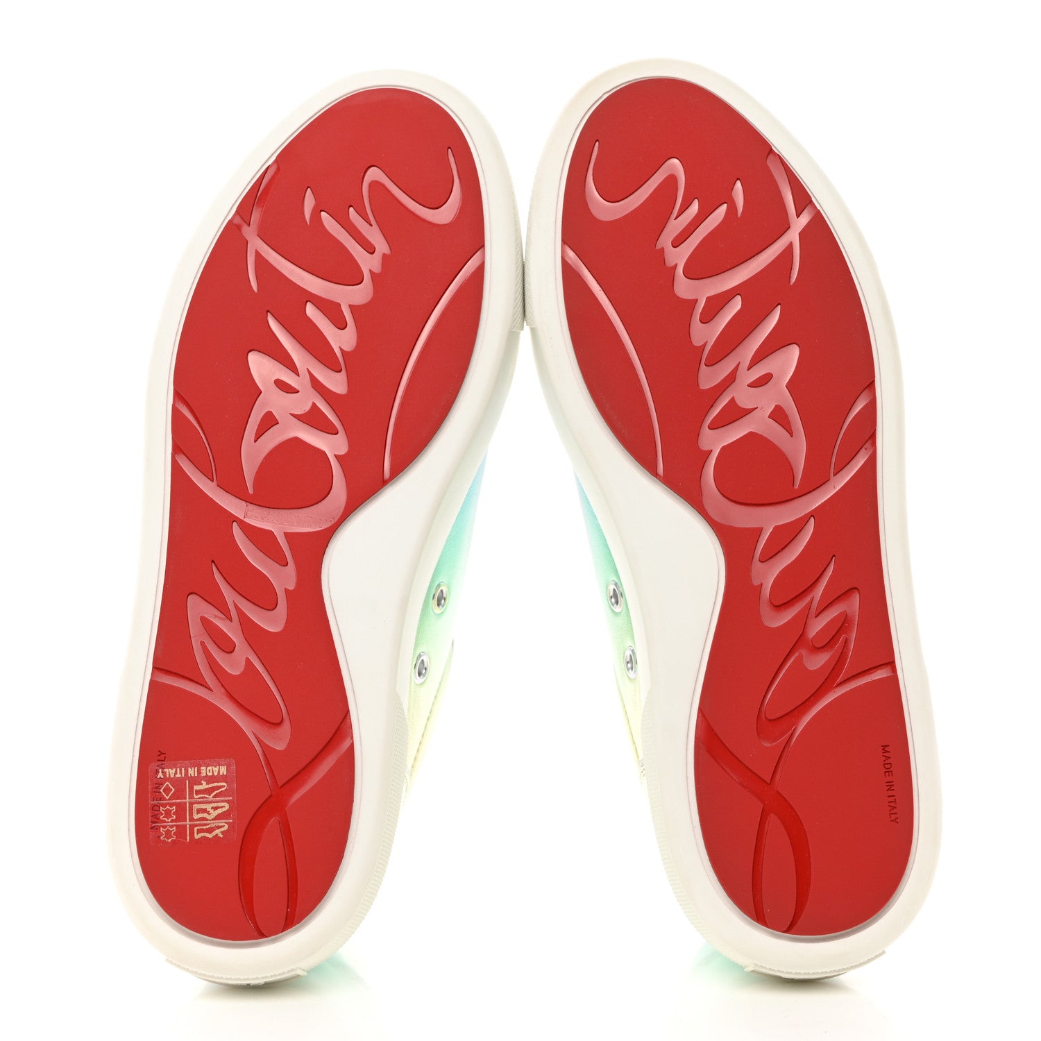 Christian Louboutin Metallic Calfskin Flat Sneakers 38 White Multicolor 5 of 7