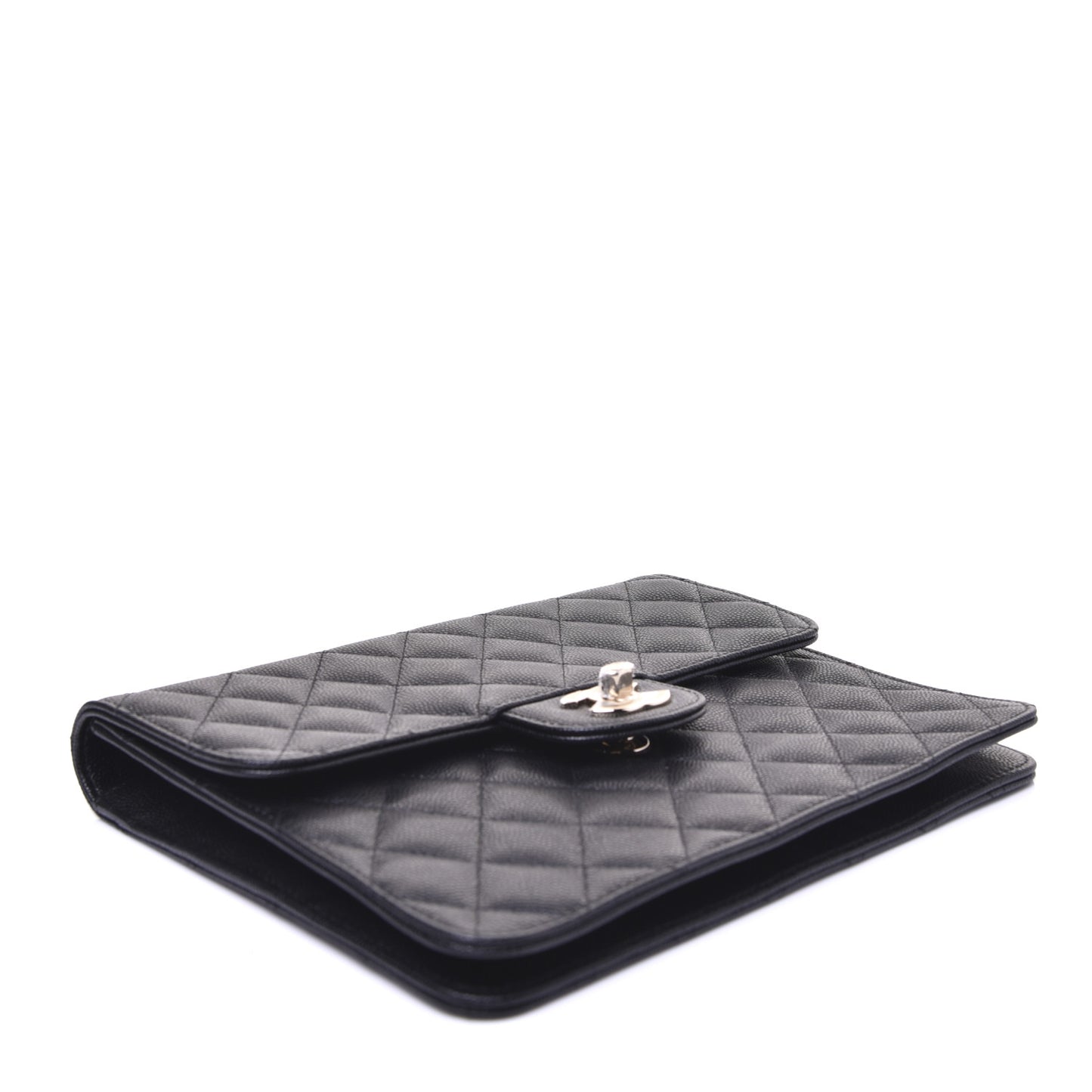 Caviar Quilted Square Flap Clutch Black